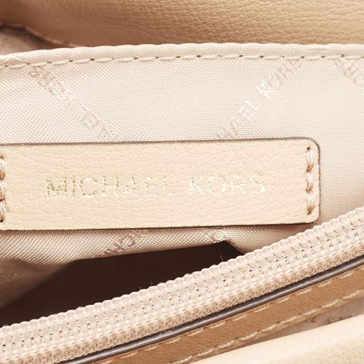 Pre Owned Michael Kors Beige Leather Medium Kinsley Top Handle Bag