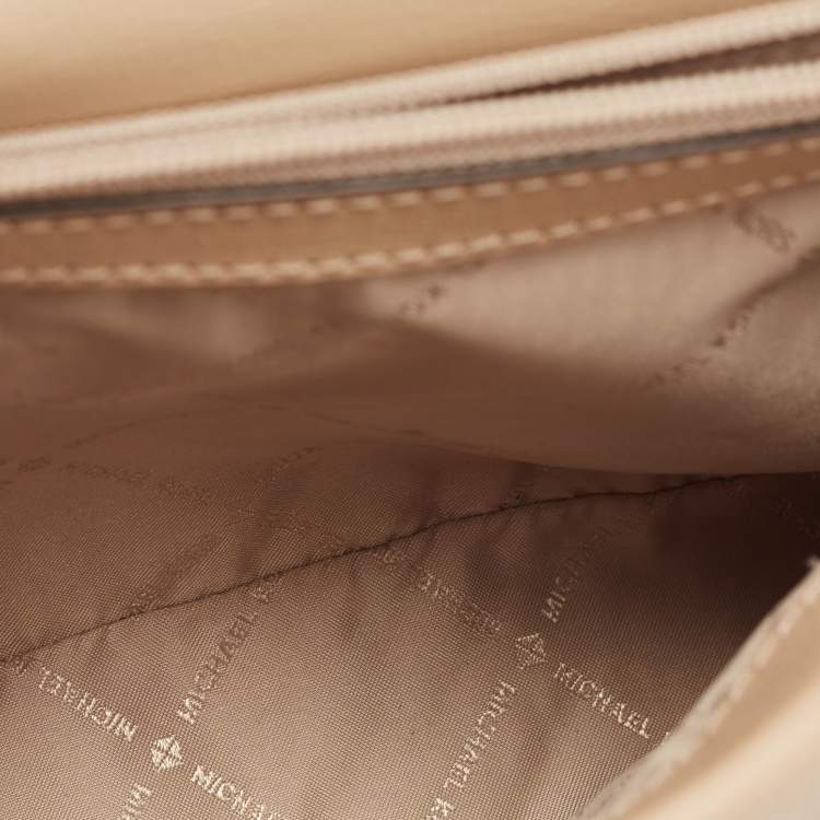 Pre Owned Michael Kors Beige Leather Medium Kinsley Top Handle Bag