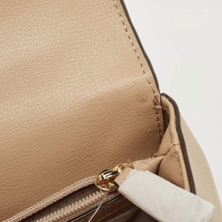 Pre Owned Michael Kors Beige Leather Medium Kinsley Top Handle Bag