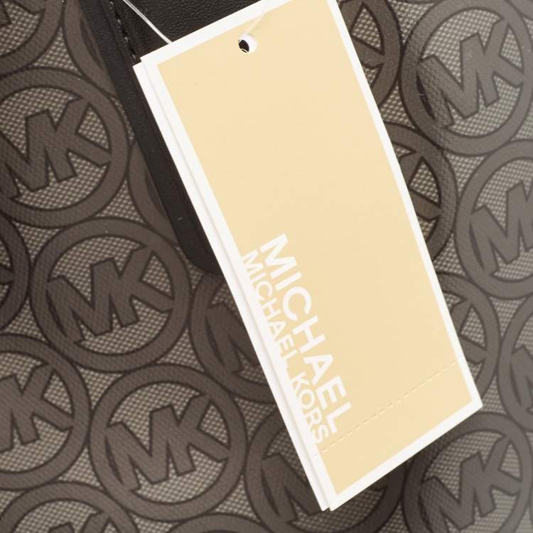 Pre Owned Michael Kors Black/Grey Signature Coated Canvas Large Jodie Tote