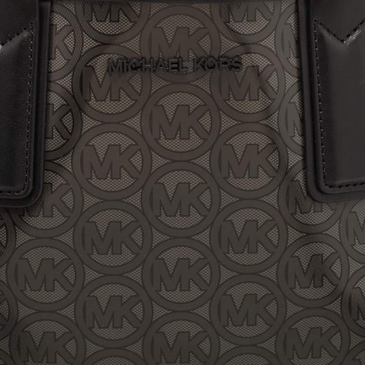 Pre Owned Michael Kors Black/Grey Signature Coated Canvas Large Jodie Tote
