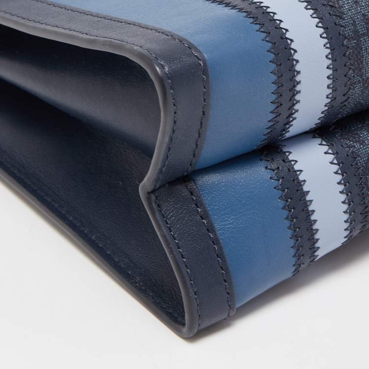 Pre Owned Michael Kors Blue Signature Coated Canvas Large Whitney Shoulder Bag