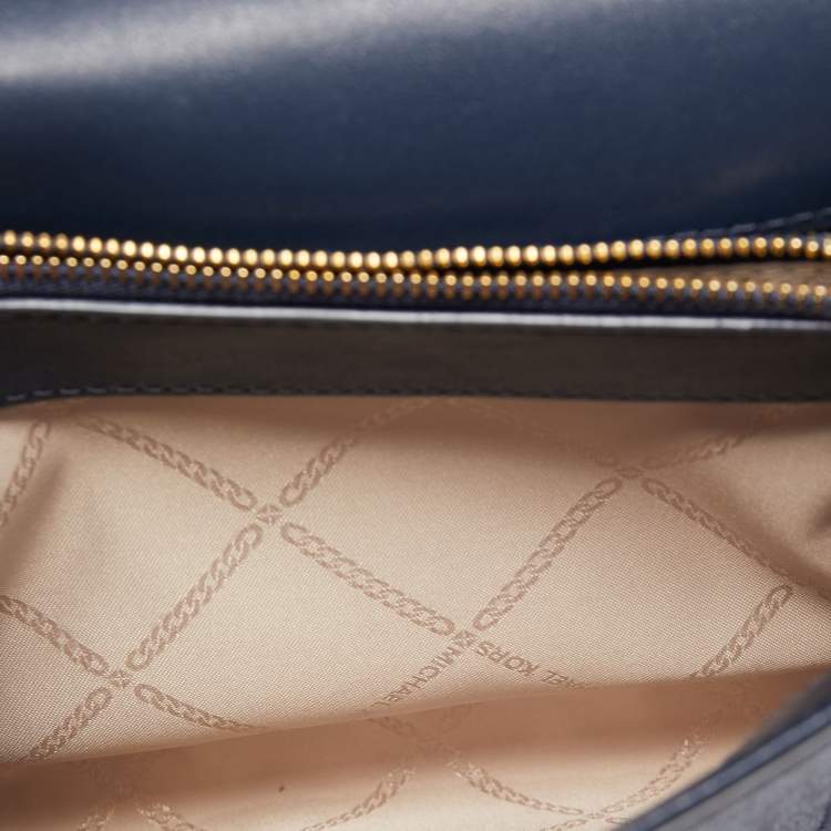 Pre Owned Michael Kors Blue Signature Coated Canvas Large Whitney Shoulder Bag