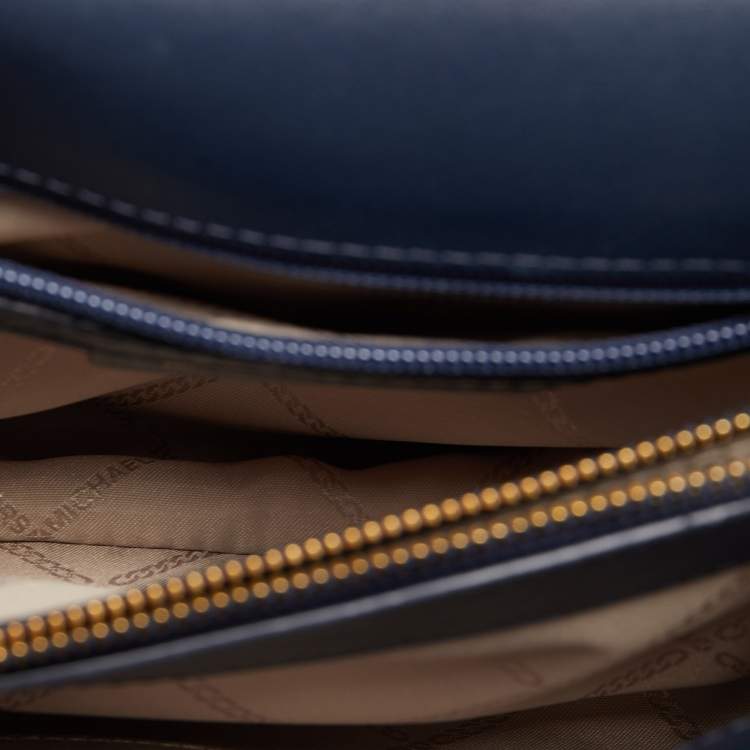 Pre Owned Michael Kors Blue Signature Coated Canvas Large Whitney Shoulder Bag