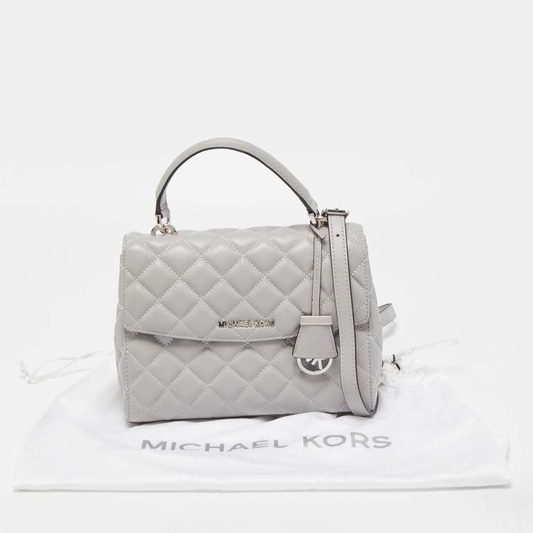 Pre Owned Michael Kors Grey Quilted Leather Small Ava Top Handle Bag