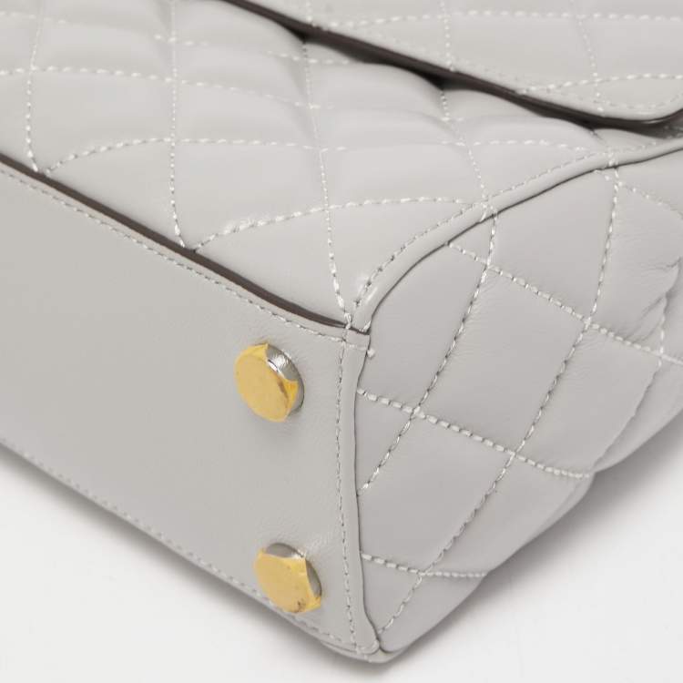 Pre Owned Michael Kors Grey Quilted Leather Small Ava Top Handle Bag