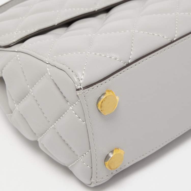Pre Owned Michael Kors Grey Quilted Leather Small Ava Top Handle Bag