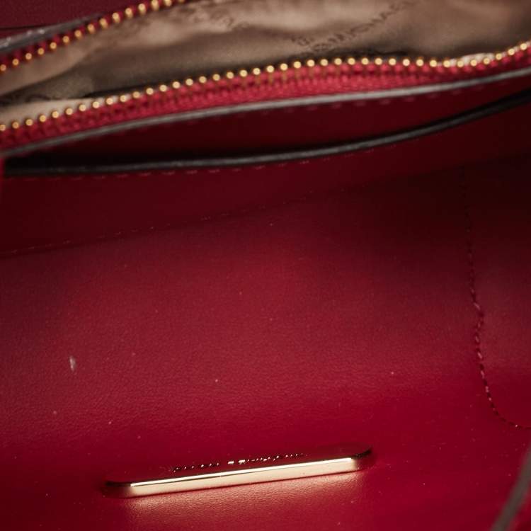 Pre Owned Michael Kors Magenta/Dark Brown Signature Coated Canvas and Leather Small Mercer Bucket Bag 