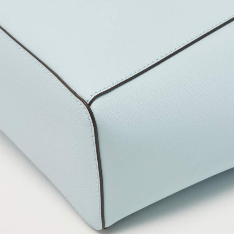 Pre Owned Michael Kors Light Blue Leather Large Charlotte Tote