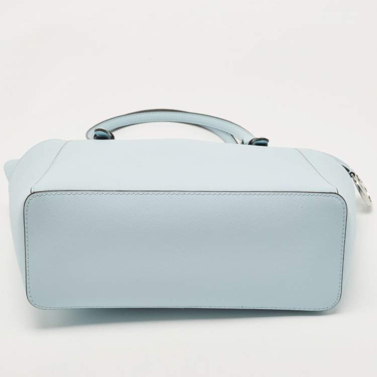 Pre Owned Michael Kors Light Blue Leather Large Charlotte Tote