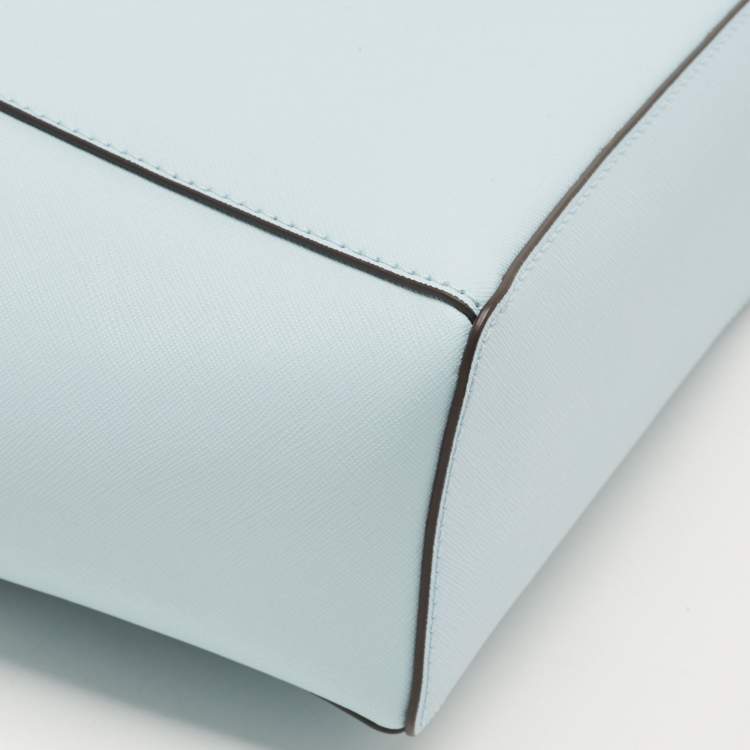 Pre Owned Michael Kors Light Blue Leather Large Charlotte Tote