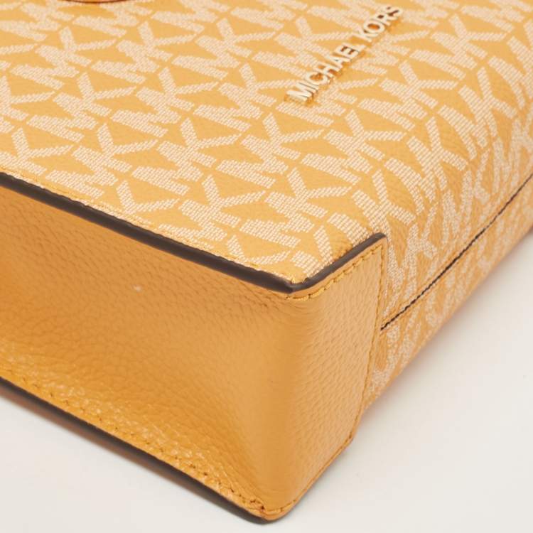 Pre Owned Michael Kors Orange Signature Coated Canvas and Leather XS Mercer Tote