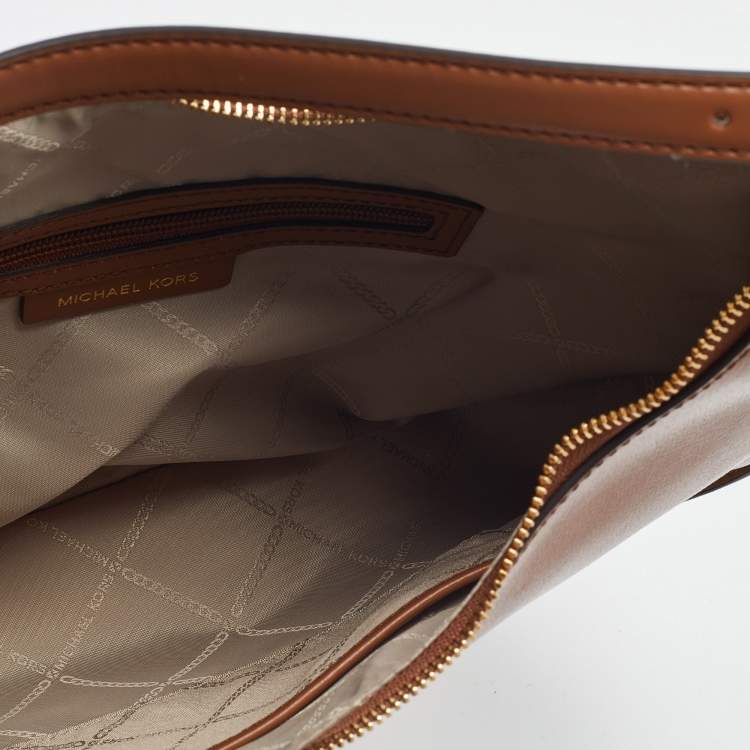 Pre Owned Michael Kors Brown Leather Wilma Chain Hobo