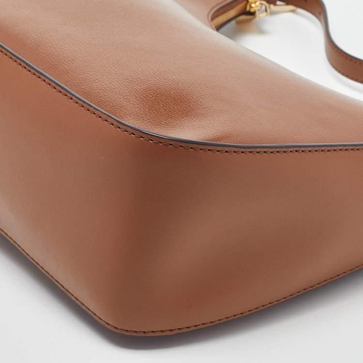 Pre Owned Michael Kors Brown Leather Wilma Chain Hobo