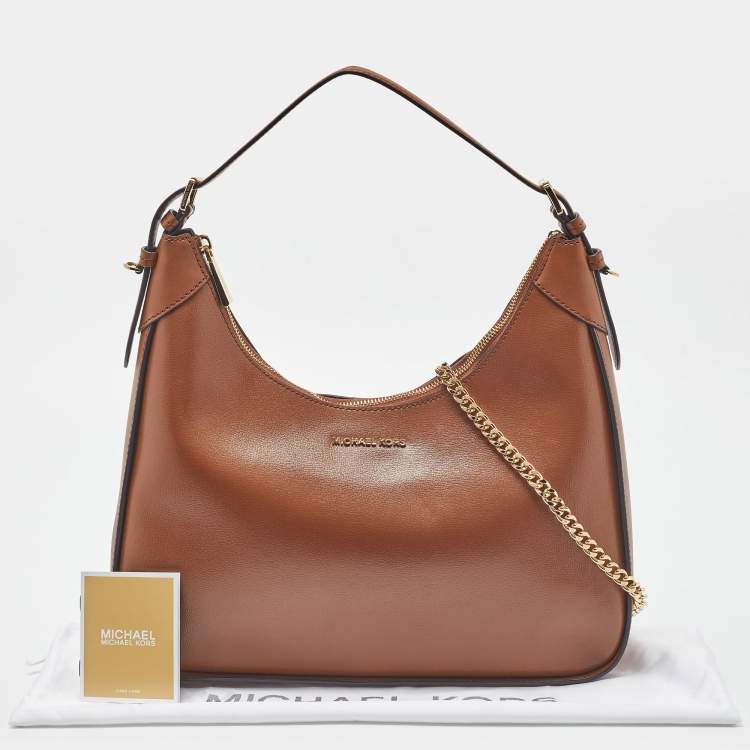 Pre Owned Michael Kors Brown Leather Wilma Chain Hobo