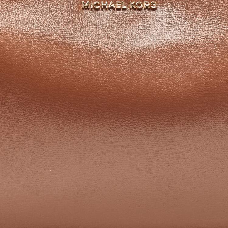 Pre Owned Michael Kors Brown Leather Wilma Chain Hobo