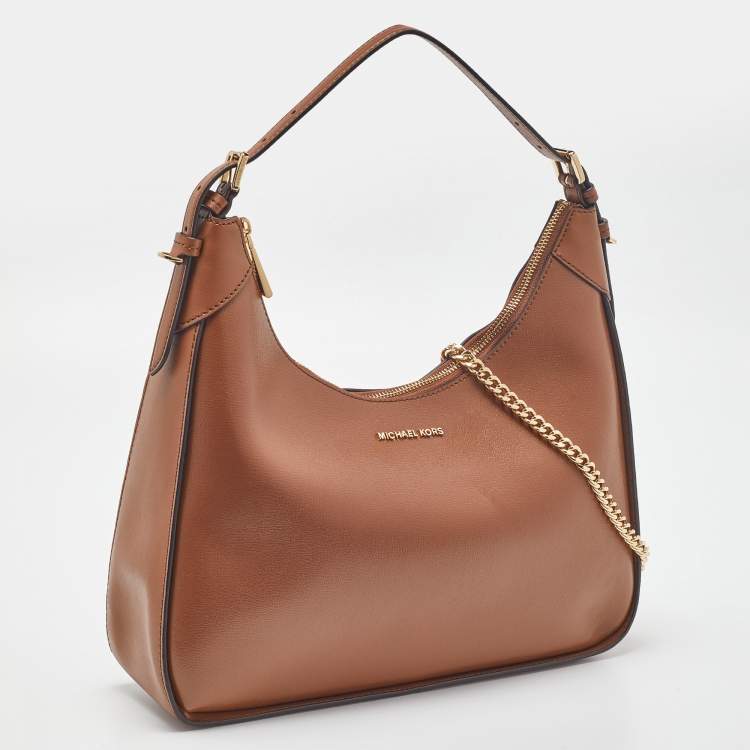 Pre Owned Michael Kors Brown Leather Wilma Chain Hobo