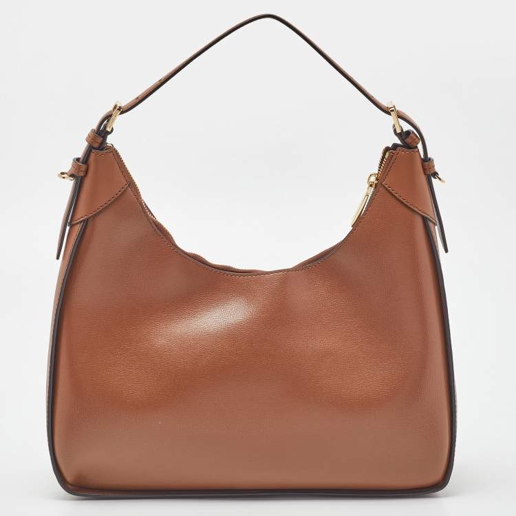 Pre Owned Michael Kors Brown Leather Wilma Chain Hobo