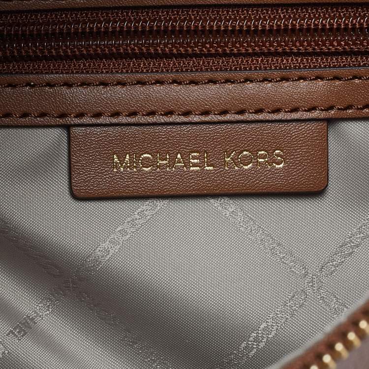 Pre Owned Michael Kors Brown Leather Wilma Chain Hobo