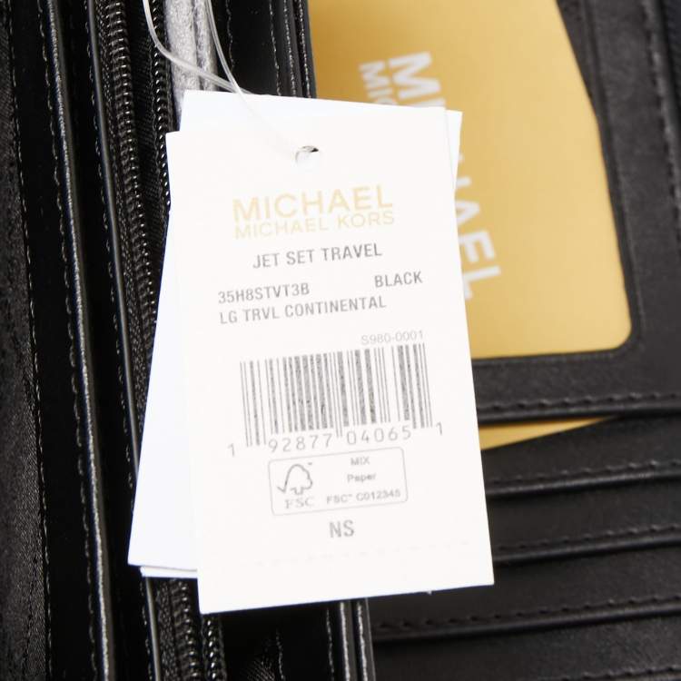 Pre Owned Michael Kors Grey/Black Signature Coated Canvas Zip Around Wristlet Wallet