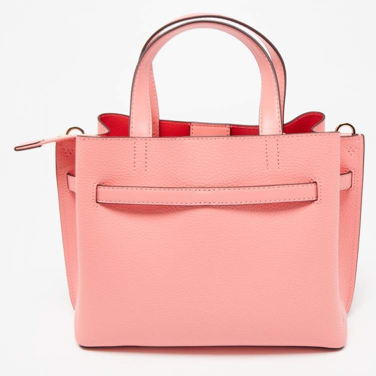 Pre Owned Michael Kors Coral Leather Small Emilia Tote