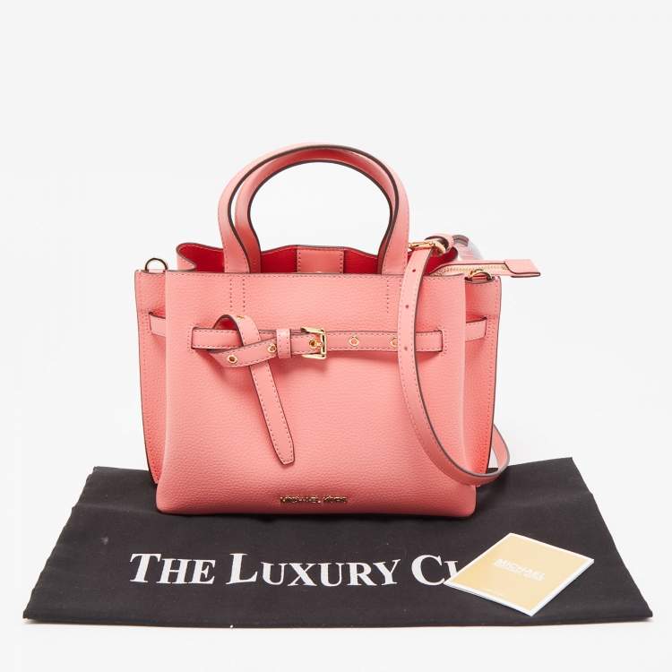 Pre Owned Michael Kors Coral Leather Small Emilia Tote