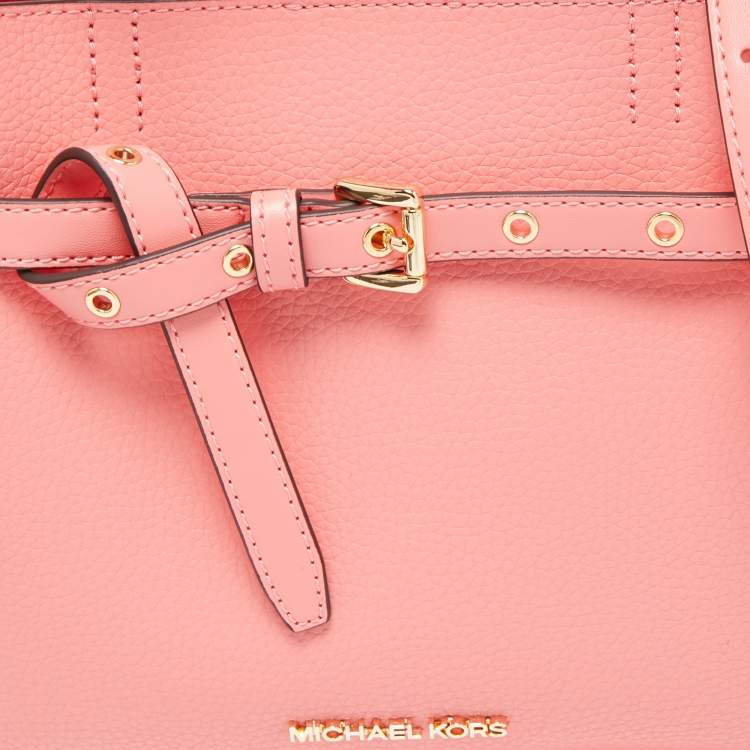 Pre Owned Michael Kors Coral Leather Small Emilia Tote