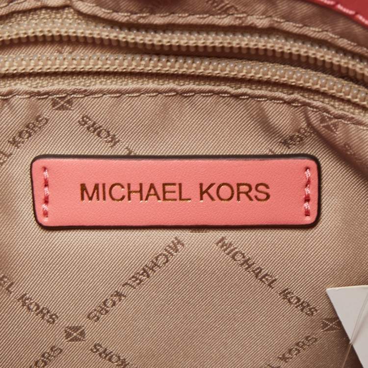 Pre Owned Michael Kors Coral Leather Small Emilia Tote