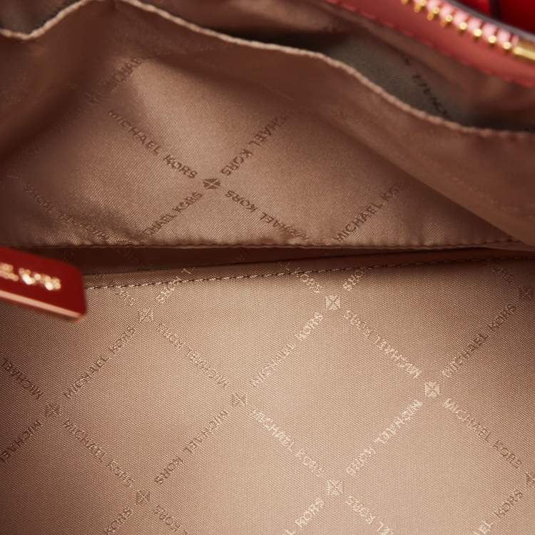 Pre Owned Michael Kors Coral Leather Small Emilia Tote