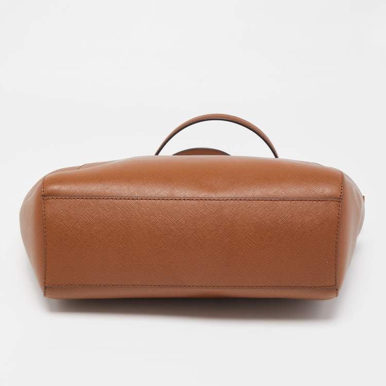 Pre Owned Michael Kors Brown Leather Jet Set Travel Chain Tote