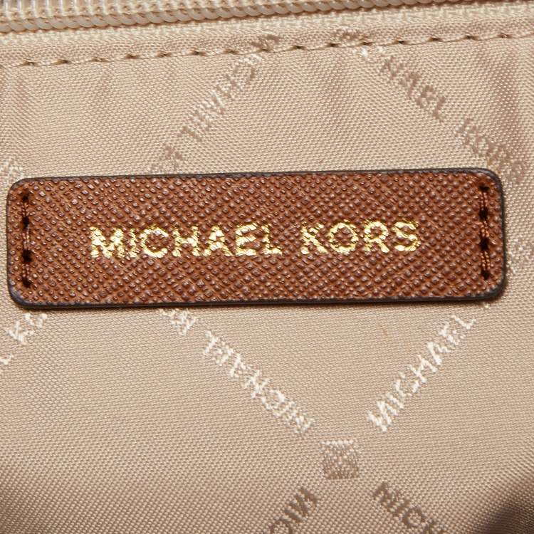 Pre Owned Michael Kors Brown Leather Jet Set Travel Chain Tote