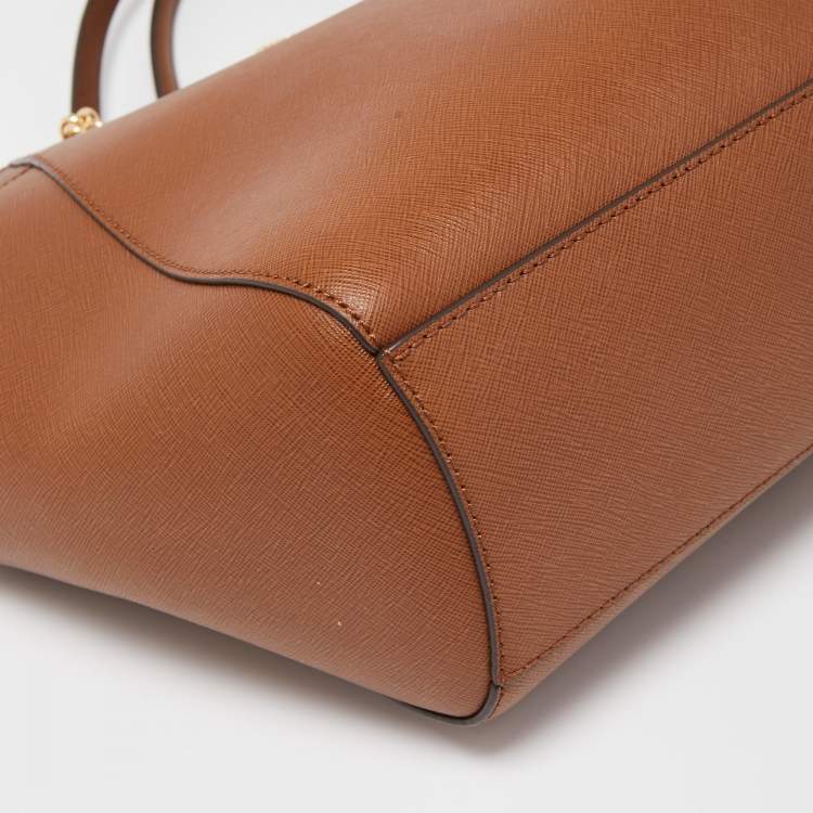 Pre Owned Michael Kors Brown Leather Jet Set Travel Chain Tote