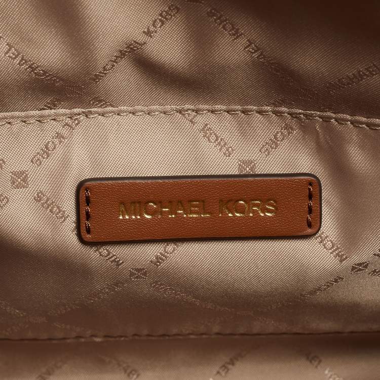 Pre Owned Michael Kors Brown Leather Small Avril Top Zip Satchel   