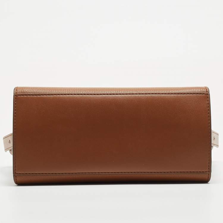 Pre Owned Michael Kors Brown Leather Small Avril Top Zip Satchel   