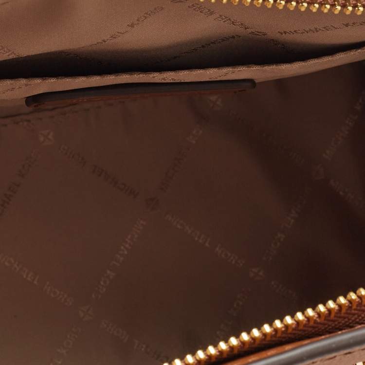 Pre Owned Michael Kors Brown Leather Small Avril Top Zip Satchel   