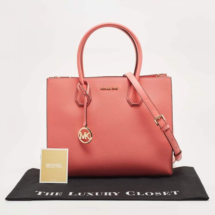 Pre Owned Michael Kors Grapefruit Leather Large Mercer Tote