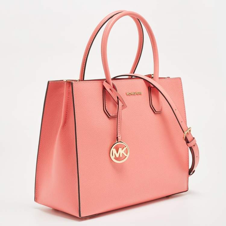 Pre Owned Michael Kors Grapefruit Leather Large Mercer Tote