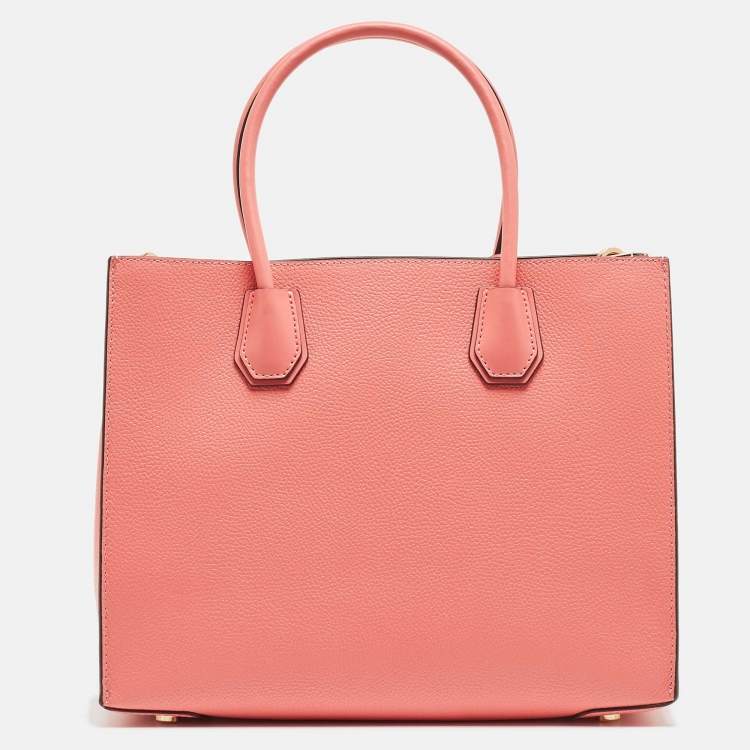 Pre Owned Michael Kors Grapefruit Leather Large Mercer Tote