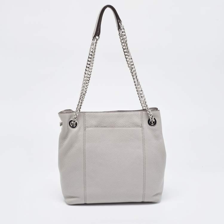 Pre Owned Michael Kors Grey Leather Medium Jet Set Chain Shoulder Bag