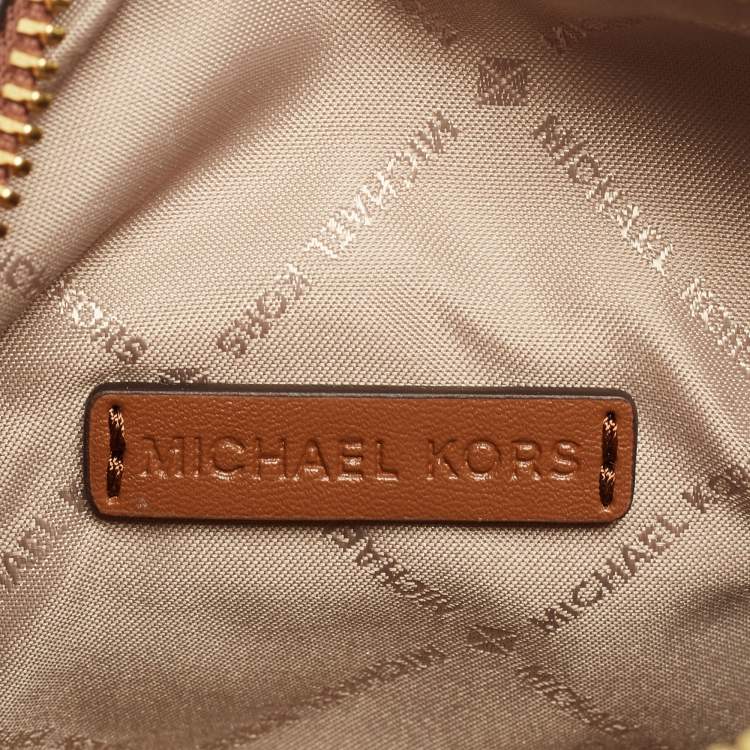 Pre Owned Michael Kors Brown Signature Canvas And Leather Extra Small Duffle Bag
