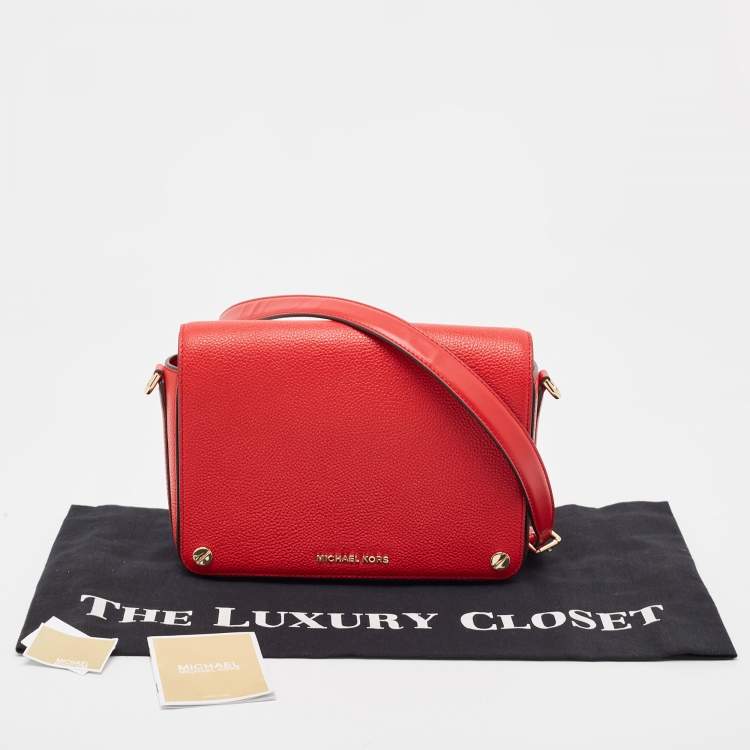 Pre Owned Michael Kors Red Leather Large Jet Set Crossbody Bag