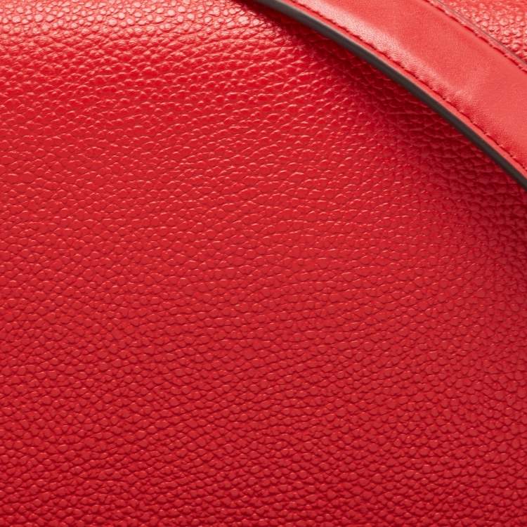 Pre Owned Michael Kors Red Leather Large Jet Set Crossbody Bag