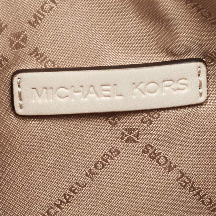 Pre Owned Michael Kors Cream Leather Embellished Cora Crossbody Bag