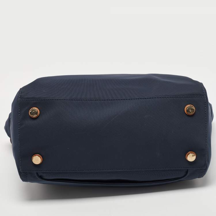 Pre Owned Michael Kors Blue Nylon and Leather Kelsey Shopper Tote