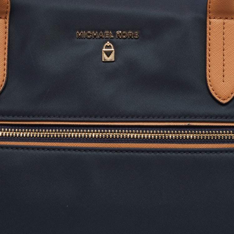 Pre Owned Michael Kors Blue Nylon and Leather Kelsey Shopper Tote