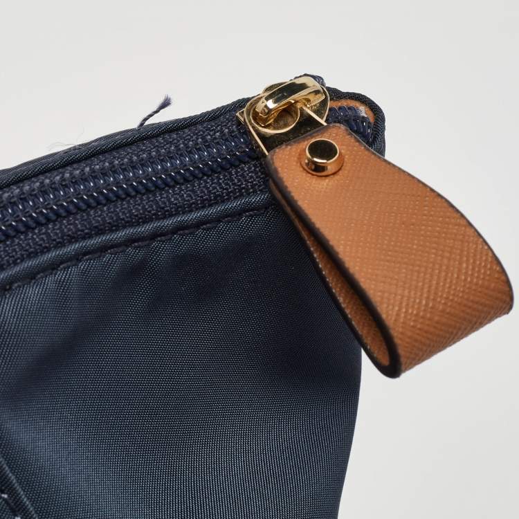 Pre Owned Michael Kors Blue Nylon and Leather Kelsey Shopper Tote