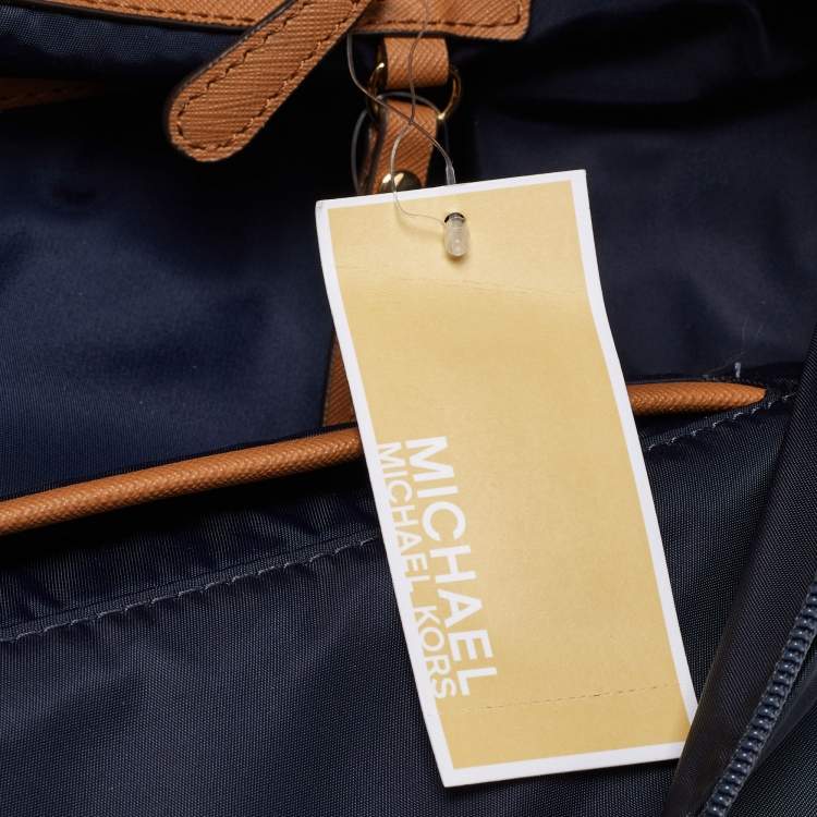 Pre Owned Michael Kors Blue Nylon and Leather Kelsey Shopper Tote