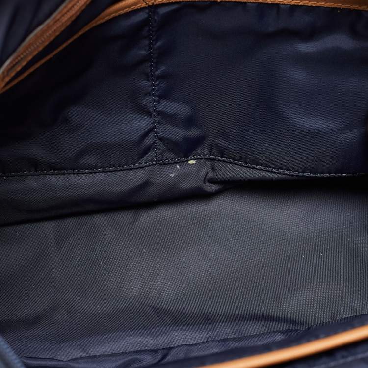 Pre Owned Michael Kors Blue Nylon and Leather Kelsey Shopper Tote