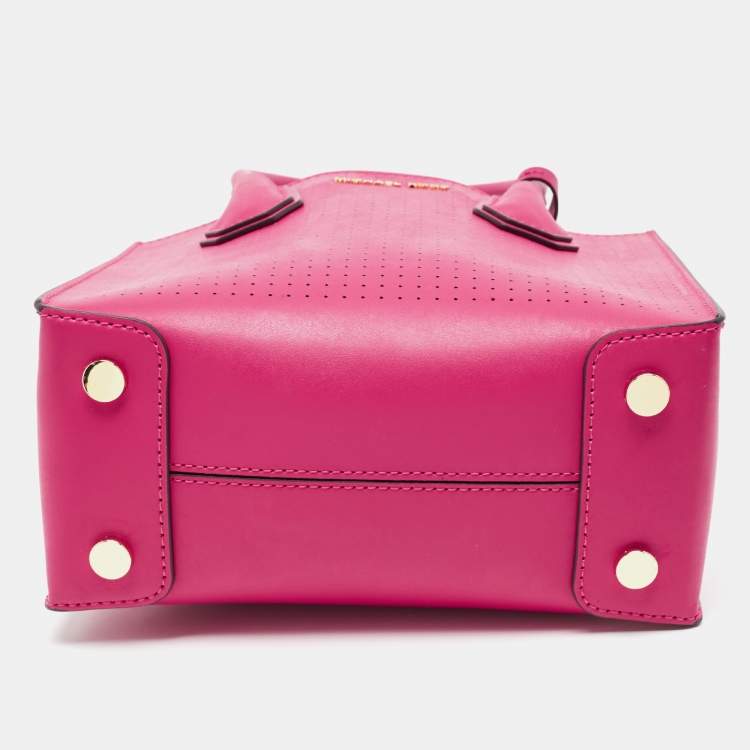 Pre Owned Michael Kors Ultra Pink Perforated Leather Medium Mercer Tote