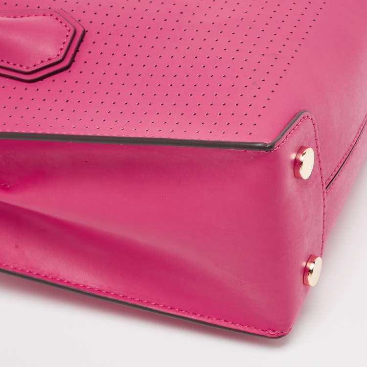 Pre Owned Michael Kors Ultra Pink Perforated Leather Medium Mercer Tote